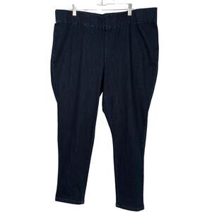 Soft Surroundings Pull On Jeans Womens 2XP Blue Dark Wash Stretch Straight Leg